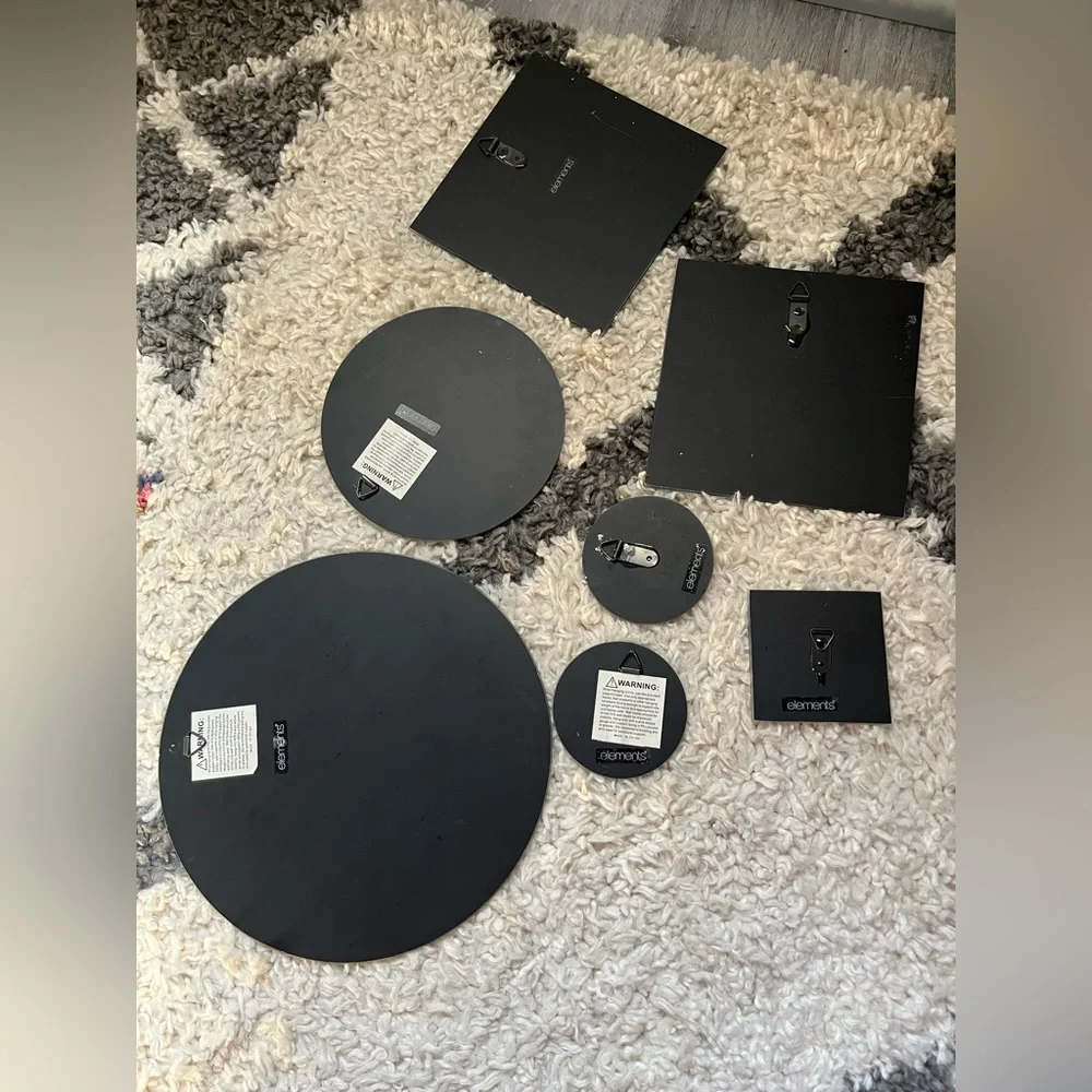 7 Piece Circle Square Etched Mirror Set